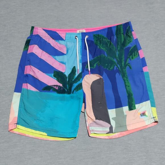 Scotch & Soda Swim Trunk Shorts Mens XL Colorful Tropical Summer Vacation Cruise - Picture 2 of 15